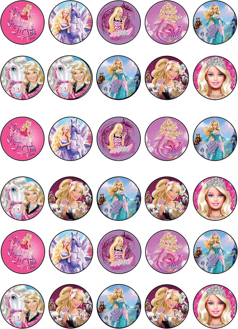 30 x Edible Cupcake Toppers – Fashion Doll Girl Pink Themed Collection of Edible Cake Decorations | Uncut Edible on Wafer Sheet...