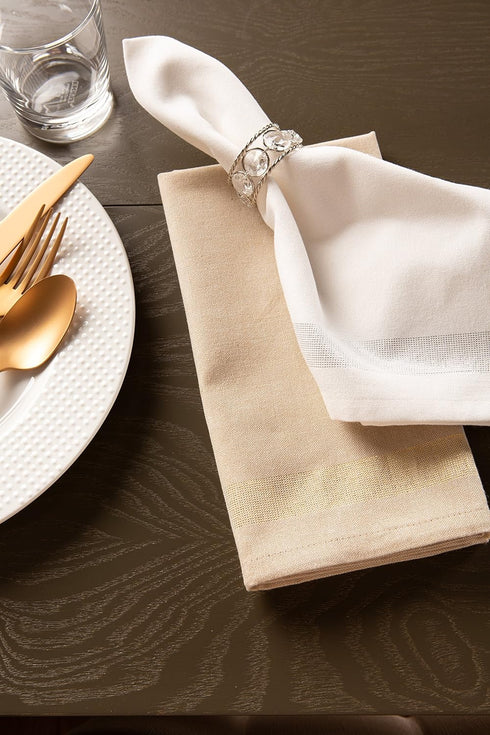 DII Holiday Dining Table Linen Sparkle Metallic Kitchen Décor, Napkin Set, 20x20, Gold Metallic Stripe, 6 Piece...
