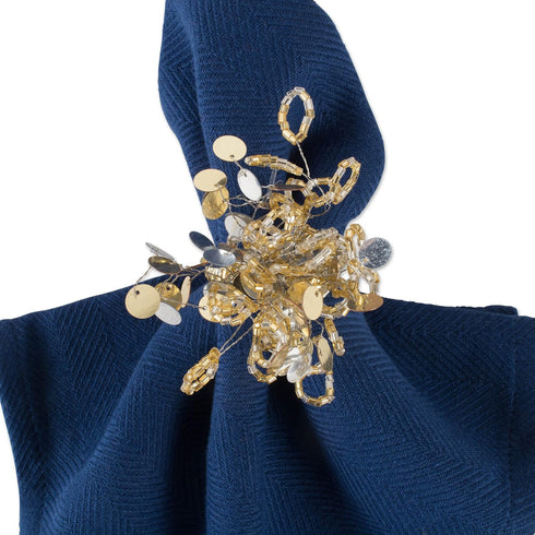 DII Christmas Thanksgiving Holiday Tabletop Décor Collection Decorative Napkin Ring Holder Set, 1.5" Diameter, Gold Beaded Sparkle, 6 Piece...