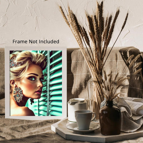 Posterizer 1 pcs-glamorous woman against window blinds portrait -2-Photography Art-Retro Art-Decorations for Bedroom, Office, Living Room - unfram...