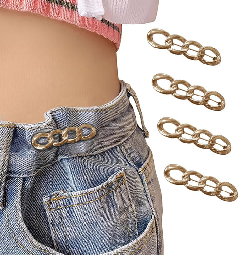 4 Sets Adjustable Jeans Button, No Need to Sew Detachable Button Pins, Perfect Fit Detachable Instant Button. (Golden Circle)...