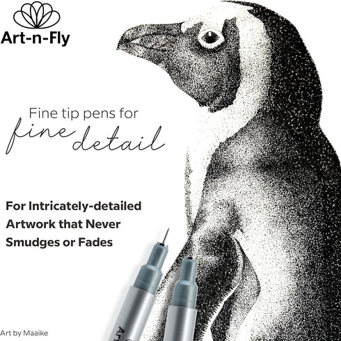 Art-n-Fly Ultra Fine Tip Micro Pen 003 - Black Ink Fineliner Pens | Waterproof, No Bleed & Quick-Dry Fine Point Pens with Japanese Archival Pigmen...
