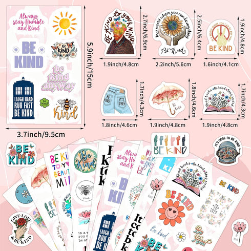 Inspirational Quotes Water Bottle Stickers for Kids Glow in The Dark, 72 PCS Vinyl Be Kind Stickers Pack for Laptop, Cute Skateboard Phone Case De...