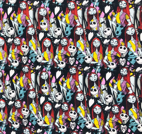 Fat Quarter - Jack & Sally Nightmare Before Christmas Cotton Fabric - 18" x 22" Fat Quarter...