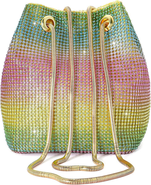 Ayliss Women's Full Rhinestones Bucket Bag Mini/Small Crossbody Shoulder Evening Shinny Bling Clutch Purse Bucket Handbag...
