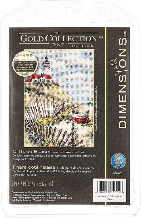 Dimensions Gold Collection Counted Cross Stitch Kit, Cliffside Beacon, 18 Count Ivory Aida, 5'' x 7''...