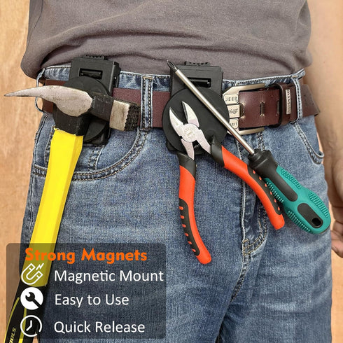 MUTUACTOR Magnetic Tool Belt Clip,Non-Slip Magnet Tool Holder for Belt,2Pack Strong Magnetic Clip Tool Belt Accessories for Hammer Screwdrivers Ad...