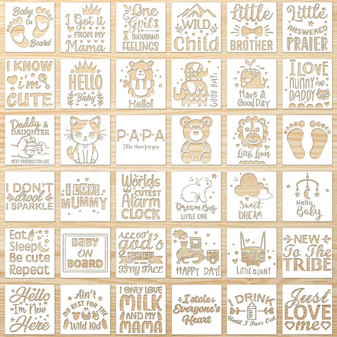 Baby Stencils for Painting Reusable - 36 Pieces Captivating Newborn Crafts for Wall Wood Window Baby Parents DIY Creative Partner...