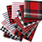 Tatuo 12 Pieces Christmas Fat Fabric Bundles Buffalo Plaid Fat Quarters Cotton Fabric Square Bundles 19.5 x 15.7 Inch Charm Yarn-Dyed Checked Quil...