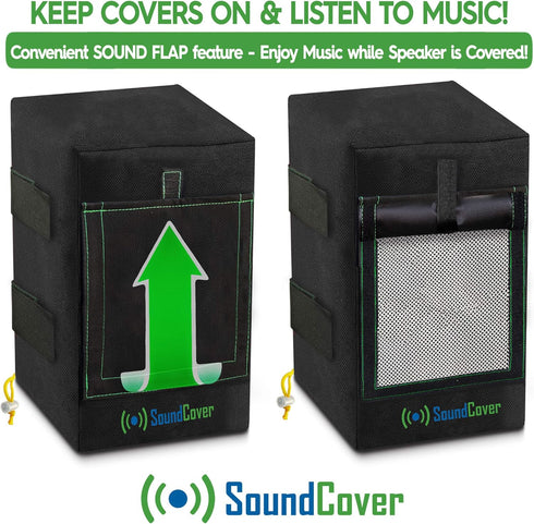 Two Small Heavy Weight 600D Waterproof Outdoor Speaker Covers for C-Bracket Mounted Outdoor Speakers - Fits Yamaha NS-AW194, Polk Atrium 4...