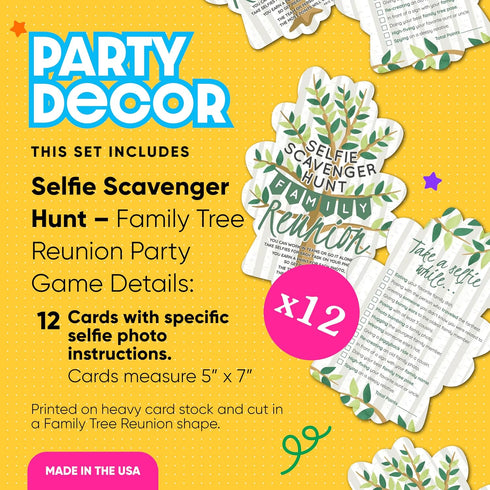 Big Dot of Happiness Family Tree Reunion - Selfie Scavenger Hunt - Family Gathering Party Game - Set of 12...