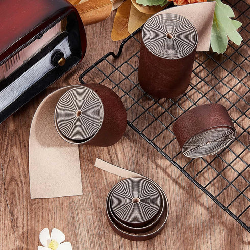GORGECRAFT 1/2" Wide Dark Brown Faux Grain Buffalo Leather Strip Cord 79" Long Single Sided Leather Roll 1.2mm Thick Matte Synthetic Leather Cord ...