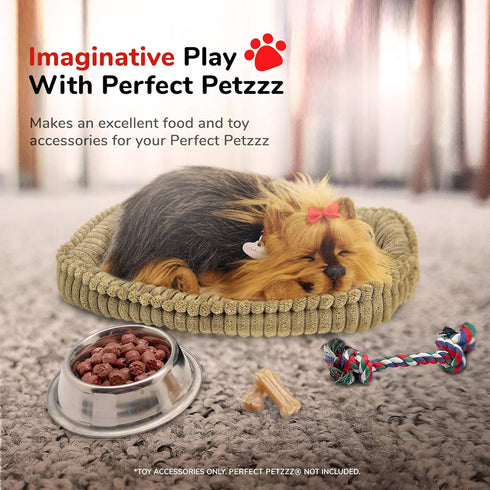Silver Bowl with Simulated Pet Food, Colorful Chew Toy for Lifelike Stuffed Interactive Pet, Dog Bones for Breathing Pets...