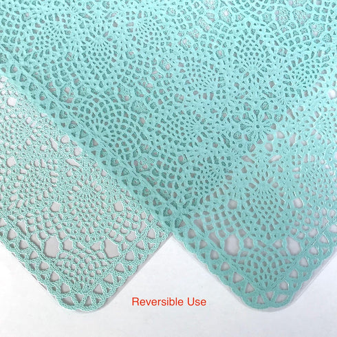 CAIT CHAPMAN HOME COLLECTION Solid Rigid Lace Vinyl Placemats (Blue Turquoise), Set of 4...