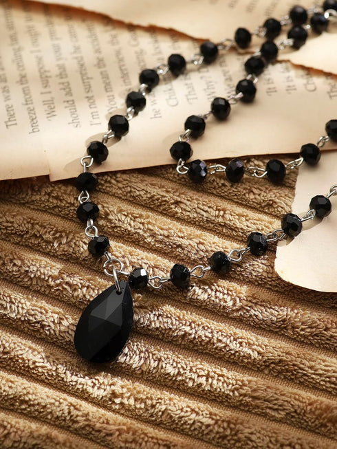 Sacina Gothic Black Teardrop Choker Necklace, Black Bead Necklace, Gothic Choker, Gothic Necklace, Halloween Necklace, Costume Jewelry, Christmas ...