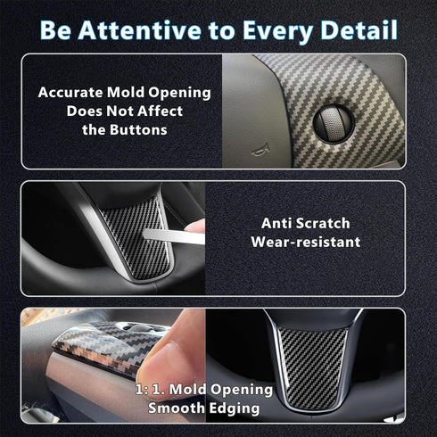 Tesla Interior Decoration Protection Patch, Suitable for Model Y/3 Steering Wheel Button Decoration Patch (Matt Withe)...