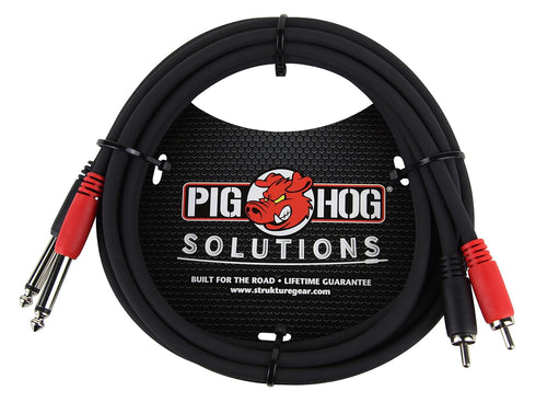 Pig Hog PD-R1403 Dual RCA (Male) to Dual 1/4" Mono (Male) Cable, 3 Feet...