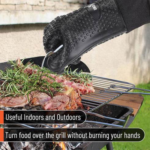 UNCO- Grill Gloves, Silicone Gloves Heat Resistant, Oven Gloves, BBQ Gloves, Meat Gloves, Barbecue Gloves, Grilling Gloves, Meat Gloves for Pullin...