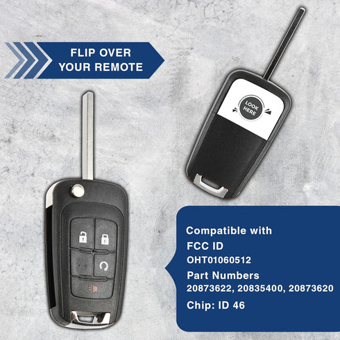 KeylessOption Key Fob Replacement for 2010 2011 2012 2013 2014 2015 2016 2017 2018 2019 GMC Terrian Buick Encore Chevrolet Impala Sonic Remote, 4-...