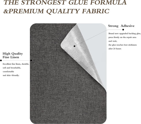KING MOUNTAIN Fine Linen Repair Patches, Self-Adhesive Linen Fabric Patches, 8X11 inch 2 PCS, Multi Color, Can be Used for Linen Sofa Repair and L...