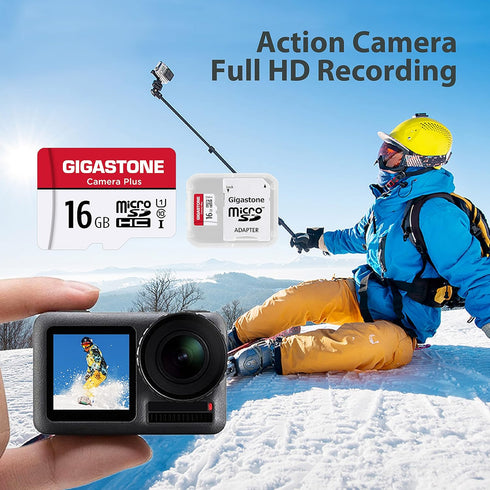 Gigastone 16GB Memory Card Pack of 2 Cards, Camera Plus Series, Speed Up to 85MB/s. Ideal for Full HD Video Gopro Camera Drone, U1 C10 Micro SDHC ...