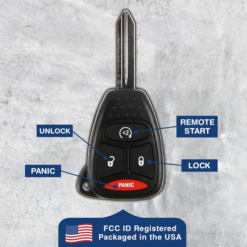KeylessOption Key Fob Replacement for 2007 2008 2009 2010 2011 Chrysler Aspen Dodge Dakota Durango Ram Remote, 4-Button KOBDT04A, Programming Guid...