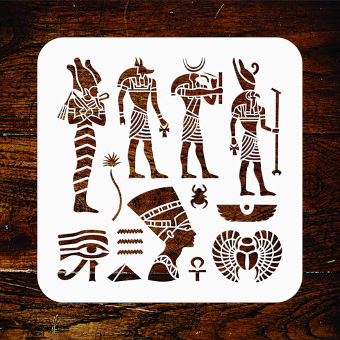 Egyptian Stencil, 10 x 10 inch (M) - Classic Egypt Symbol Hyroglyphics Stencils for Painting Template...