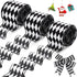 3 Rolls 30 Yards Black White Harlequin Ribbon Checkered Wired Ribbon Decorative Ribbons for Xmas Fall Tree Wrapping Wreath Bouquet Crafts(2.5 Inch...