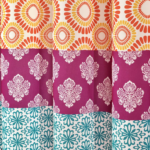 Lush Decor Bohemian Stripe Shower Curtain, 72" W x 72" L, Fuchsia & Orange - Bathroom Curtain - Striped Shower Curtain - Boho Decor - Fabric Showe...