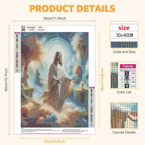 EOBROMD Landscape Jesus Diamond Art Painting Kits, Paint by Number Kits for Adults Beginners DIY Paint Picture with Full Drill Diamond Dots for Ho...