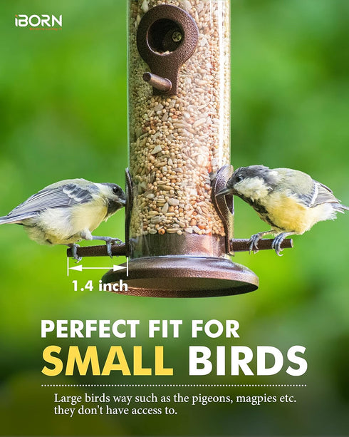 iBorn Metal Bird Feeder Hanging Wild Bird Seed Feeder for Mix Seed Blends Heavy Duty All Metal Coffee Finish,14 Inch 6 Port(Seed is not Included)...