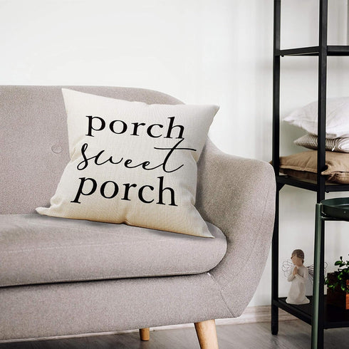 Mancheng-zi Porch Throw Pillows 18x18, Farmhouse Porch Decor, Outdoor Pillow Covers (White)...