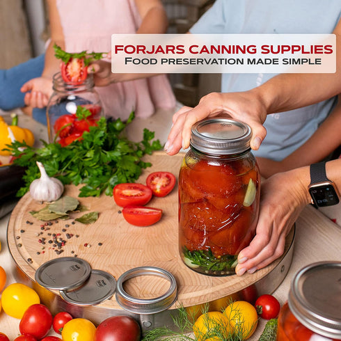 FORJARS - Canning Lids Regular Mouth, 50-Pack – Create Airtight Seals on Mason Jars to Preserve Food for Meal Prep & Food Storage – 2.7 In. Steel ...