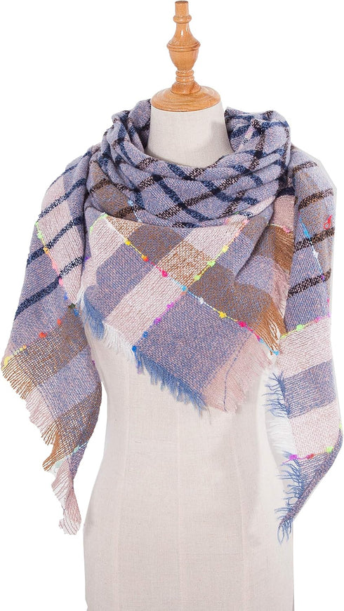 Wander Agio Womens Winter Scarfs Warm Scarf Half Shawls Triangle Scarves Stripe Plaid...