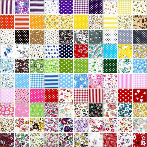 300 Pieces 4 x 4 Inches Cotton Fabric Bundle Precut Patchwork Fabrics Fat Squares Fabric Scraps Cotton Quilting Printed Floral Fabric Patchwork fo...