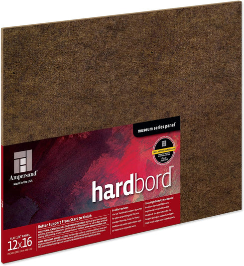 Ampersand Art Supply Hardboard Wood Painting Panel: Museum Series Hardbord, 12" x 16", 1/8 Inch Flat Profile...