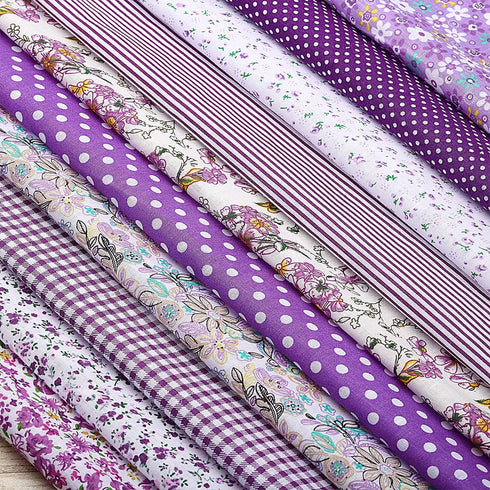 10 Pieces 20 x 20 Inch Quilting Patchwork Fabric Floral Patchwork Cotton Purple Fabric DIY Handmade Sewing Quilting Fabric in Different Designs fo...