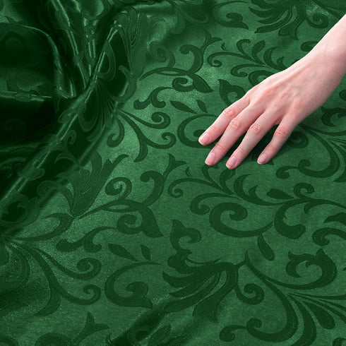 Jacquard Satin Fabric by The Yard - 60 Inch Wide, Shiny Brocade Green Fabric Smooth & Floral Damask Fabric for DIY Decorations, Craft, Wedding Dre...