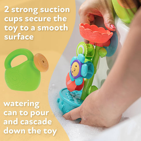 Nuby Flow N' Grow Garden Bath Toy with Flower and Watering Can - Baby Bath Toy for Boys and Girls 18+ Months - Toddler Bath Suction Cup Toy Attach...