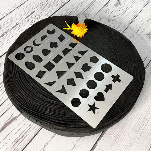 Aleks Melnyk No.414 Metal Stencil, Geometric Shapes with Definition, Small Stencil, 1 PC, Template for Wood Burning, Engraving, Crafting, Scrapboo...
