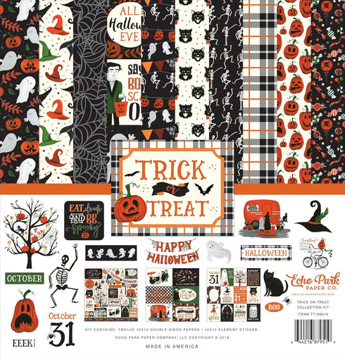Echo Park Paper Company Trick Or Treat Collection Kit paper, orange, black, green, grey 12-x-12-Inch...