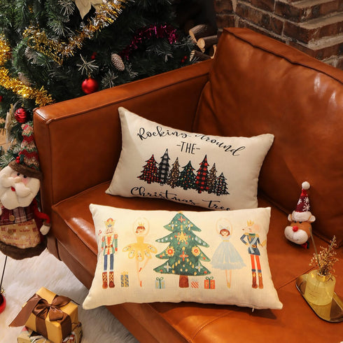 DFXSZ Christmas Pillow Covers 12x20 inch Christmas Tree Buffalo Porch Lumbar Pillow Covers Decor Farmhouse Outdoor Pillowcase for Couch Sofa...