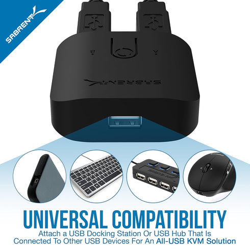 SABRENT USB 2.0 Sharing Switch for Multiple Computers and Peripherals LED Device Indicators (USB-SW20)...