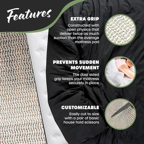 Nevlers 72" x 54" Queen Size Non Slip Mattress Gripper Pad | Open-Weave PVC Foam Non Slip Pad to Keep Bed from Sliding & Movement | Reversible Non...