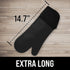 HOMWE Extra Long Professional Silicone Oven Mitt, Oven Mitts with Quilted Liner, Heat Resistant Pot Holders, Flexible Oven Gloves, Black, 1 Pair, ...