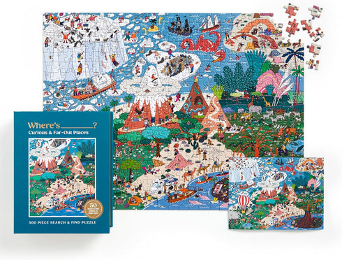Galison Where's________? Curious and Far Out Places – 500 Piece Book Box Jigsaw Puzzle Featuring A World of Peculiarity and Novelty to Search and ...
