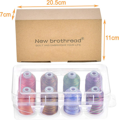 New brothread - 20 Options - 8 Snap Spools of 1000m Each Polyester Embroidery Machine Thread with Clear Plastic Storage Box for Embroidery & Quilt...