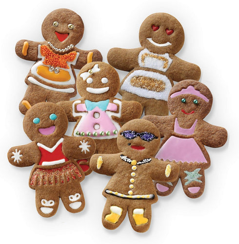 Tovolo Gingerbread Girls Templates Reverse, Dishwasher Safe, Set of 6 Cookie Stamps with Cutter...