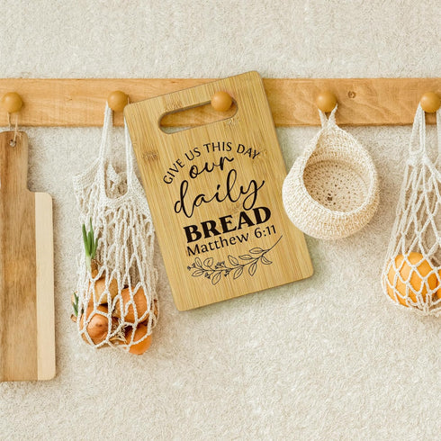 Give Us This Day Our Daily Bread Cutting Boards for Kitchen, Christian Gifts for Women, Our Daily Bread Board, Bible Verse Bamboo Cutting Board, R...