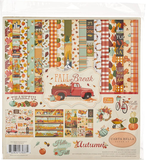 Carta Bella Paper Company Fall Break Collection Paper Kit, Orange/Yellow/Blue/Brown/Tan/Red...